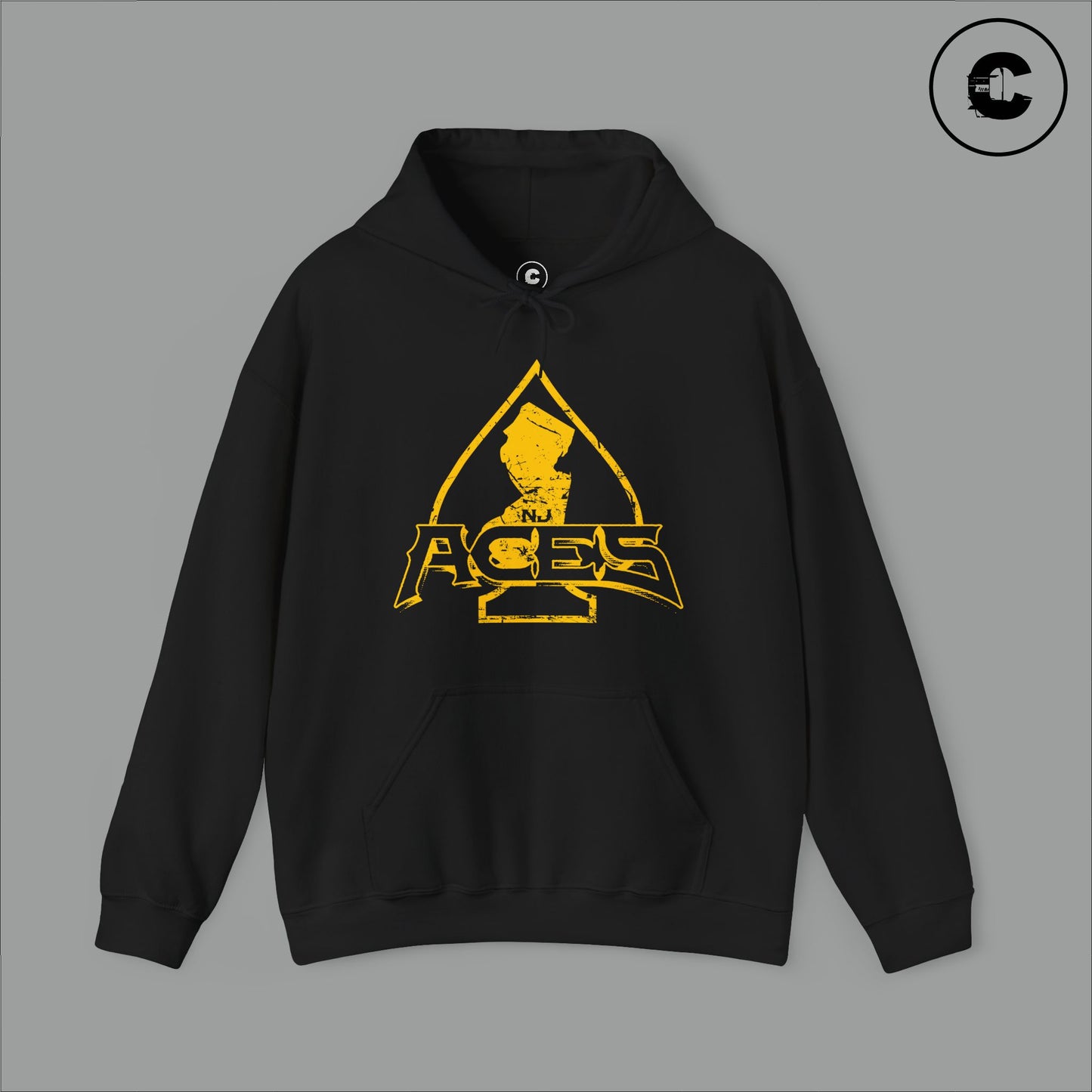 NJ Aces Hoodie Yellow Logo