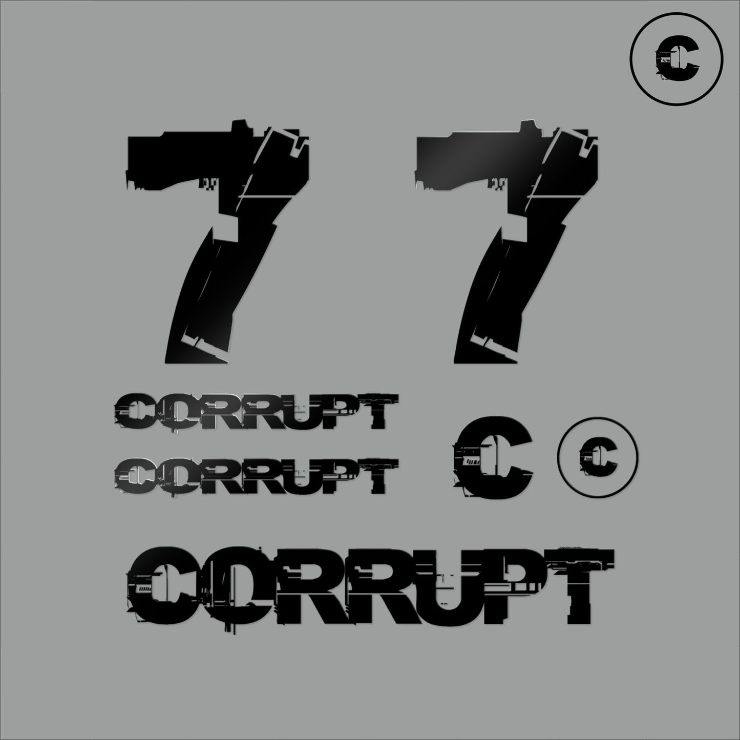 Sticker Pack Black Number 7