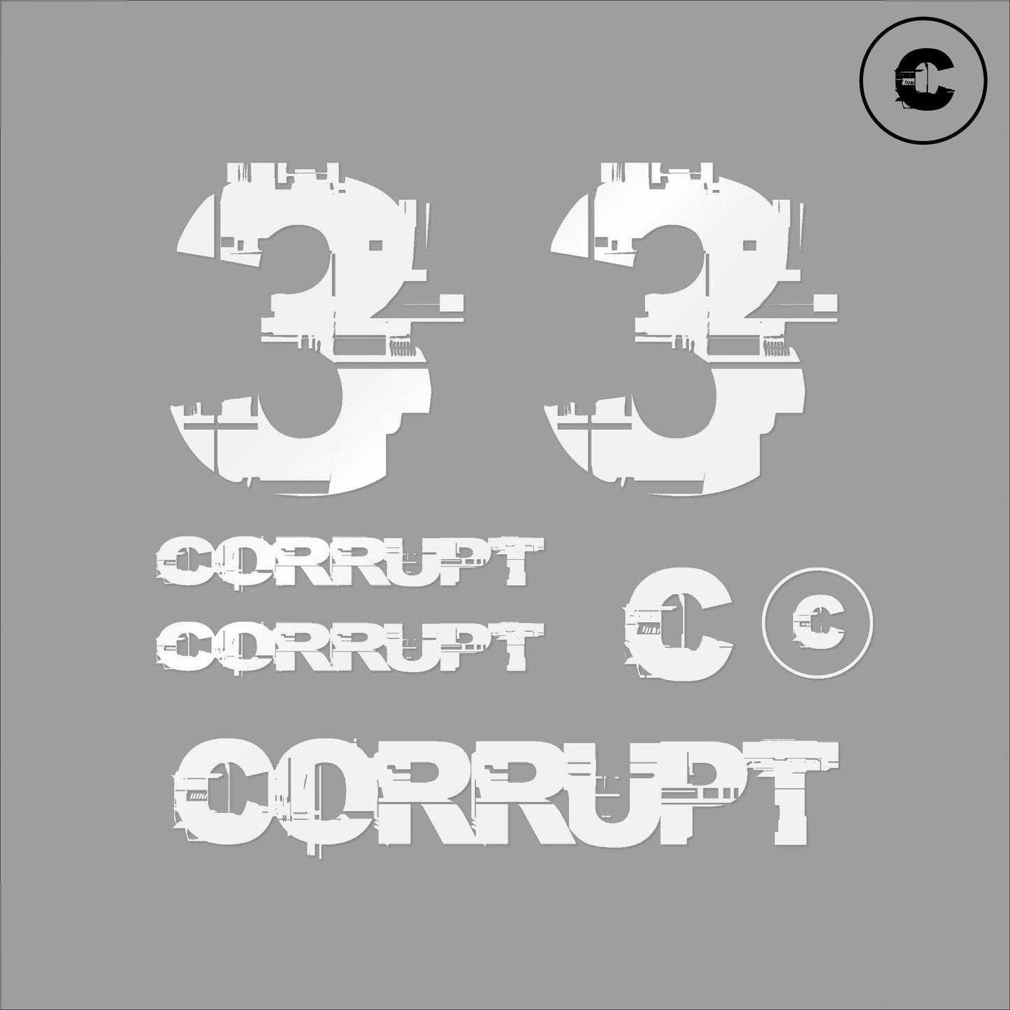 Sticker Pack White Number 3