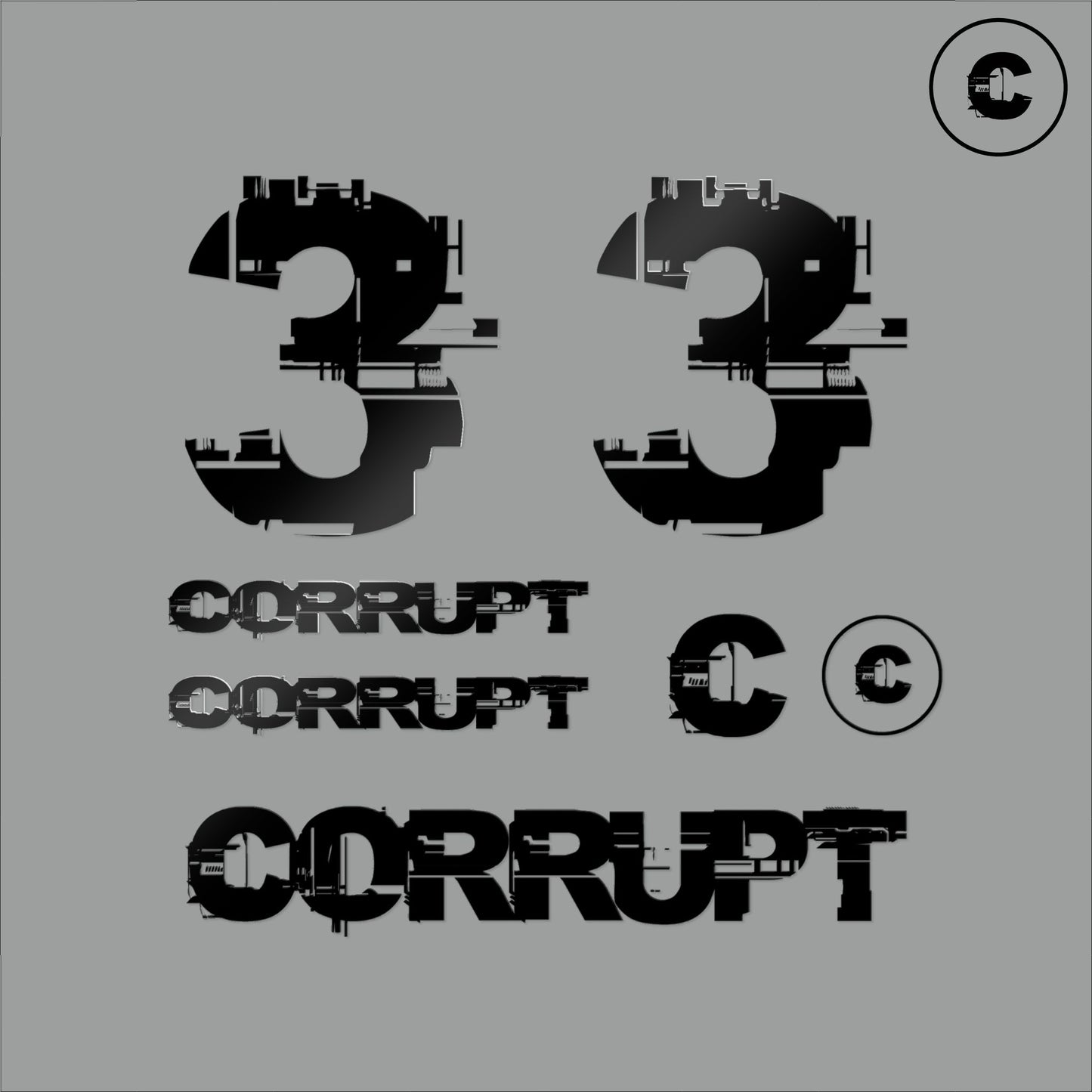 Sticker Pack Black Number 3